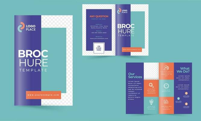 Double-Side Of Bi-Fold Brochure Template Design For Publishing.