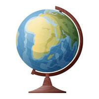 Vector illustration of a school globe on a wooden knife on an isolated background. Back to school, school theme.Great for the design of textbooks, books, notebooks, stickers