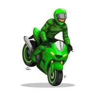 Motorsport Rider Stunt  Freestyle Stoppie Trick Cartoon illustration vector