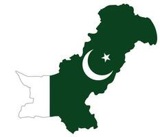 New Pakistan map with flag inside it. Pakistan map includin kashmir region with flag inside vector