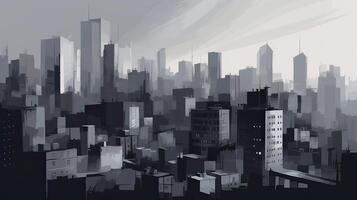 Minimalist painting cityscape high quality illustration photo