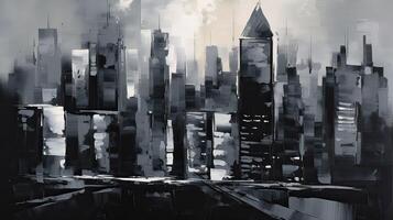 Minimalist painting cityscape high quality illustration photo