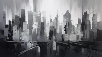 Minimalist painting cityscape high quality illustration photo