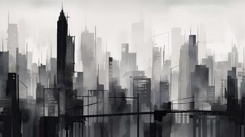 Minimalist painting cityscape high quality illustration photo