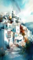 Light watercolor small town high quality illustration photo