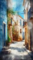 Light watercolor small town high quality illustration photo