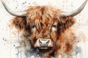 Wrendale highland cow water colour. photo