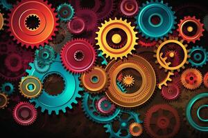 Colorful gears endustrial background . photo