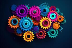 Colorful gears endustrial background . photo