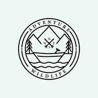 line art adventure logo icon design, camping explore design. vector