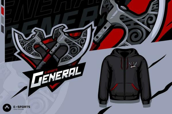 Vector Red double ax esport mascot logo