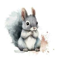 Cute Watercolor Gray SquirrelIn Natural State Standing Adorable vector