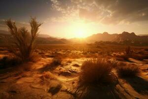 Sunset desert scene. Generate Ai photo