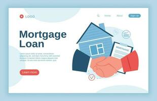 Home mortgage loan, property ownership concept landing page. House loan agreement, real estate investment, bank credit vector web template
