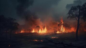bushfire, digital art illustration, photo