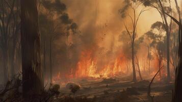 bushfire, digital art illustration, photo