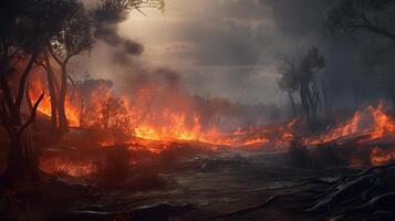 bushfire, digital art illustration, photo
