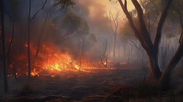 bushfire, digital art illustration, photo