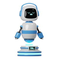 3d blu robot carattere png