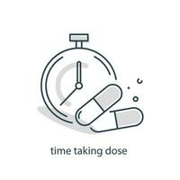 time to take medicine,Time to take pills illustration symbol. Sign pills and clock vector flat