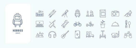 Hobbies and free time, including icons like Music, Art, Gams, Cinema and more vector