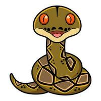 Cute happy reticulatus python cartoon vector