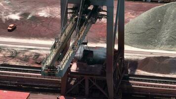 Cranes Unloading a Bulk Carrier at Port video