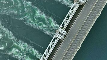 Bird's Eye View of a Storm Surge Barrier in the Netherlands video