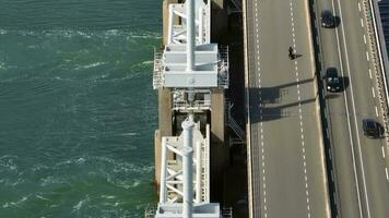 Close Up View of a Storm Surge Barrier Aerial View video