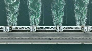 Bird's Eye View of a Storm Surge Barrier in the Netherlands video