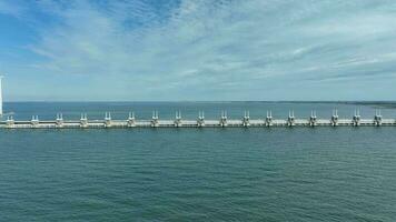 Storm Surge Barrier in Eastern Scheldt Protecting the Netherlands from the Sea video