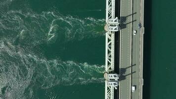 Bird's Eye View of a Storm Surge Barrier Bridge in the Netherlands video