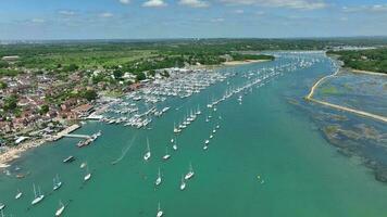 Hamble Marina in the Summer Aerial View video