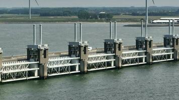 Storm Surge Barrier in Eastern Scheldt Protecting the Netherlands from the Sea video