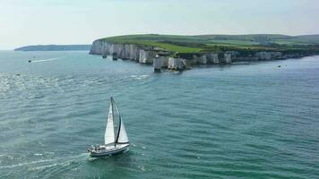 A Sailing Ship at Old Harry Rocks in the UK video