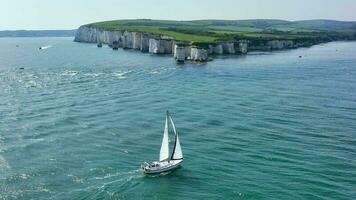 A Sailing Ship at Old Harry Rocks in the UK video