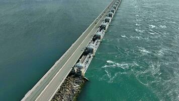 Sea Water Rushing Through a Storm Surge Barrier video