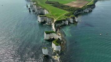 The Chalk Cliffs of Old Harry Rocks on the South Coast of England video