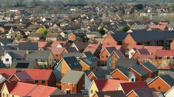 New Houses and Homes on a UK New Build Estate Seen From The Air video