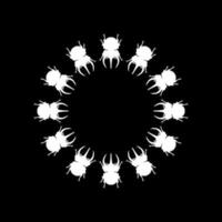 Circle Shape Silhouette of the Horn Beetle or Oryctes Rhinoceros, Dynastinae, can use for Art Illustration, Logo, Pictogram, Website, Apps or Graphic Design Element. Vector Illustration