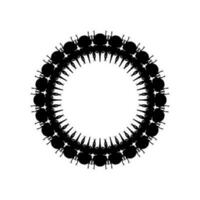 Circle Shape Silhouette of the Horn Beetle or Oryctes Rhinoceros, Dynastinae, can use for Art Illustration, Logo, Pictogram, Website, Apps or Graphic Design Element. Vector Illustration