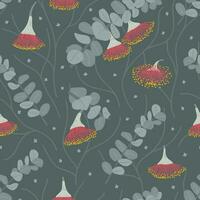 Seamless pattern with hand drawn eucalyptus macrocarpa branches. Exotic floral background vector