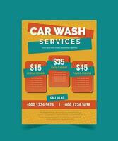 Car Wash Flyer Design Template, Car Cleaning Service flyer, Automobile wash leaflet. vector