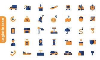 Colorfull Illustration vector of logistic icons set. good for simple web icons or mobile appss.Shipping By Sea Air, Delivery Date, Courier, Warehouse, Return Search Parcel, Fast Shipping and others.