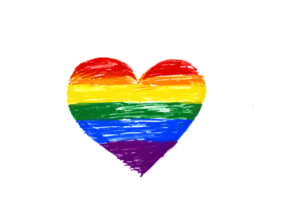 arc en ciel drapeau pétrole brosse peindre dans cœur forme.lgbt fierté mois aquarelle texture concept png