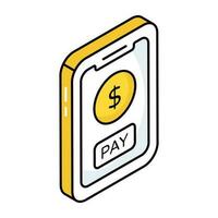 WMobile payment icon, editable vectoreb vector