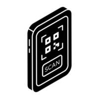 A glyph design icon of mobile barcodeWeb vector