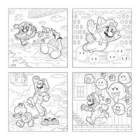 Adventure of Italian Plumber in Coloring Book Pages vector