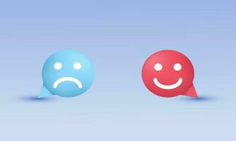 3d realistic happy sadunhappy emoticon face illustration trendy icon modern style object symbols illustration isolated on background vector