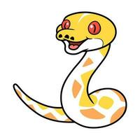 Cute amelanistic reticulated python cartoon vector